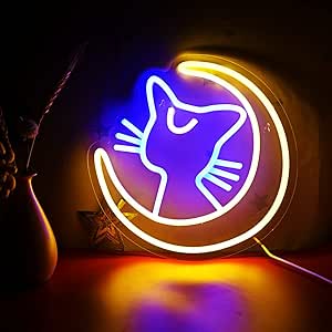 Anime Sailor Moon Cat Luna Neon Signs for Unique Room Decor
