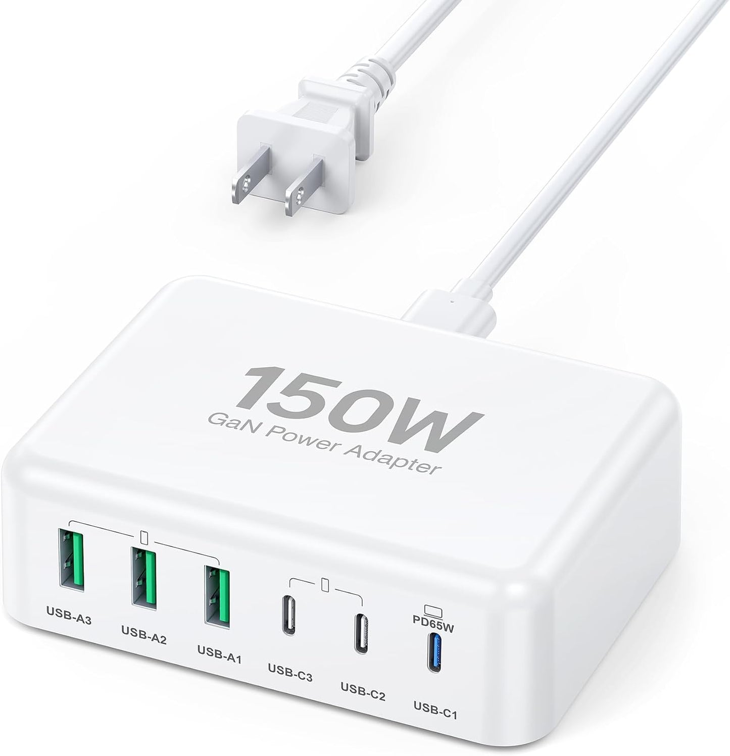 150W 6-Port USB C Fast Charger - Power Up Multiple Devices Rapidly!