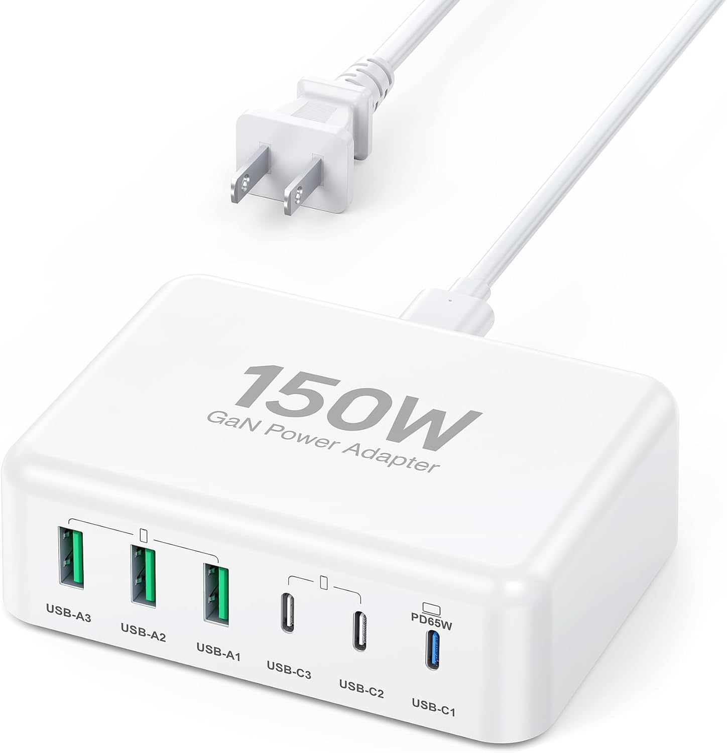 USB C Fast Charger 150W 6 Port Desktop Charging Station Block