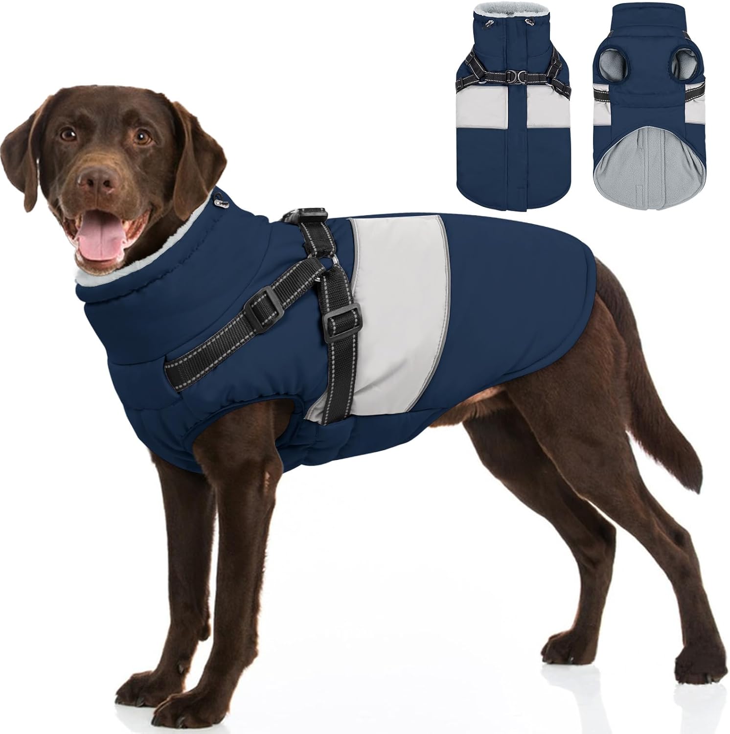 Waterproof Dog Coat with Harness Built in for Extra Large Dogs