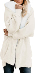 ReachMe Womens Fleece Zip Up Jacket Oversized Sherpa Hoodie - Warm be