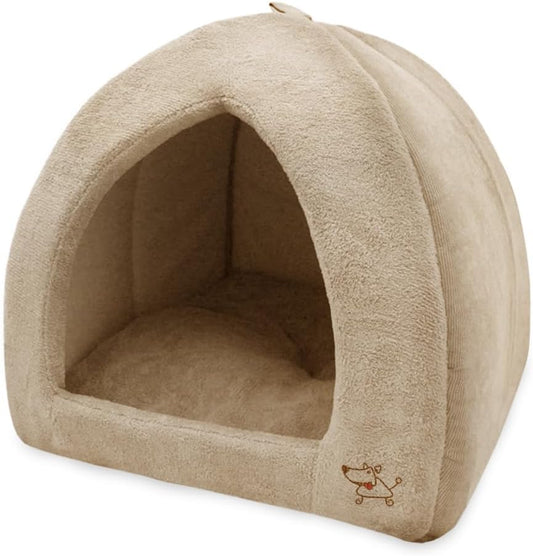 Best Pet Supplies Tan Soft Bed Tent for Dog/Cat - Cozy 19 x 19 x H:19