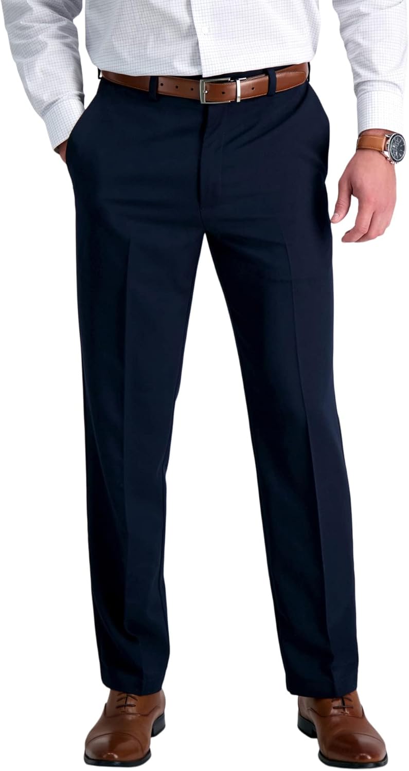 Haggar Men's Cool 18 Classic Fit Flat Front Casual Pants