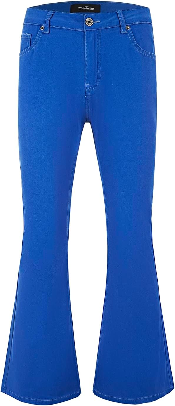 Wbestwind Men's Relaxed Stretch Vintage Bell Bottom Pants for Disco