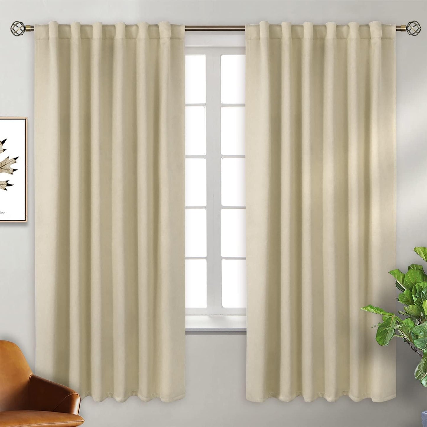 BGment Beige Blackout Curtains for Bedroom - Thermal Insulated