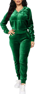 Velour Tracksuit Set Womens Full Zip Hoodie and Jogger