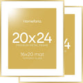 20x24 Picture Frame Gold Matted to 16x20 - Polished Gallery Look