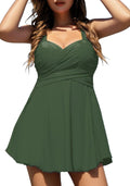 COCOPEAR Crossover One Piece Swimdress - Flattering Tummy Control Fit