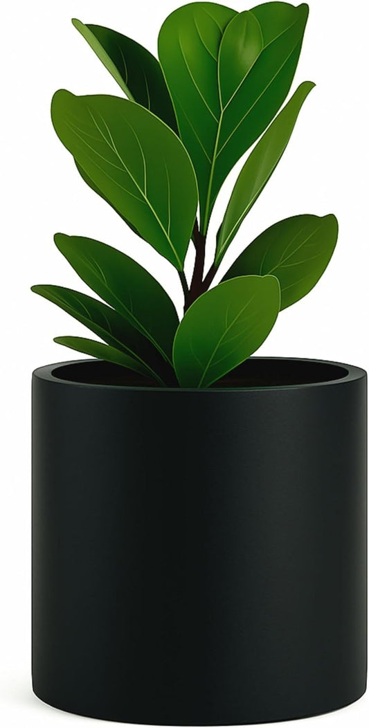 Large 12 Inch Black Plant Pot for Indoor and Outdoor Use