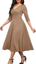 Nmoder Women's Casual Wrap Flared Midi Dress - Flattering (Style 2V1Y)