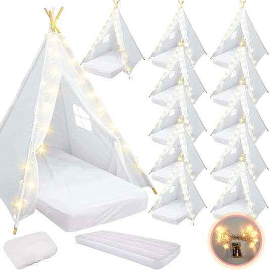 Portable Kids Teepee Tent Bundle: Airbed & Light String Included!