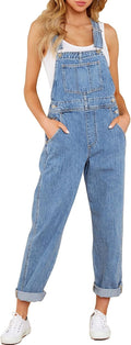 Women's Stretch Denim Bib Overalls with Pockets - Casual Fit