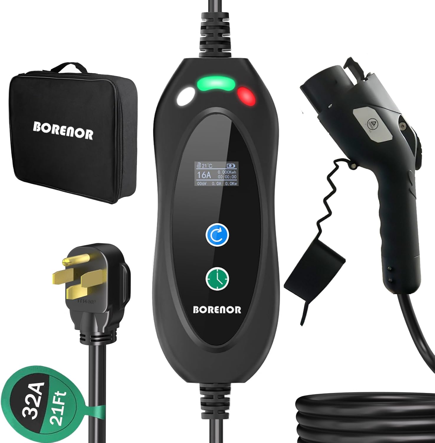 BORENOR 32A Portable EV Charger - Fast Home Charging