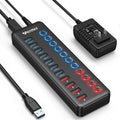 Powered USB 3.0 Hub 11-Port Hub Splitter - Fast Sync + Smart Charging