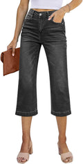 Sidefeel Women's Wide Leg Jeans High Waisted Capri Pants - Comfortable