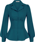 GRACE KARIN Button Down Peplum Blouse for Women - Flattering Fit