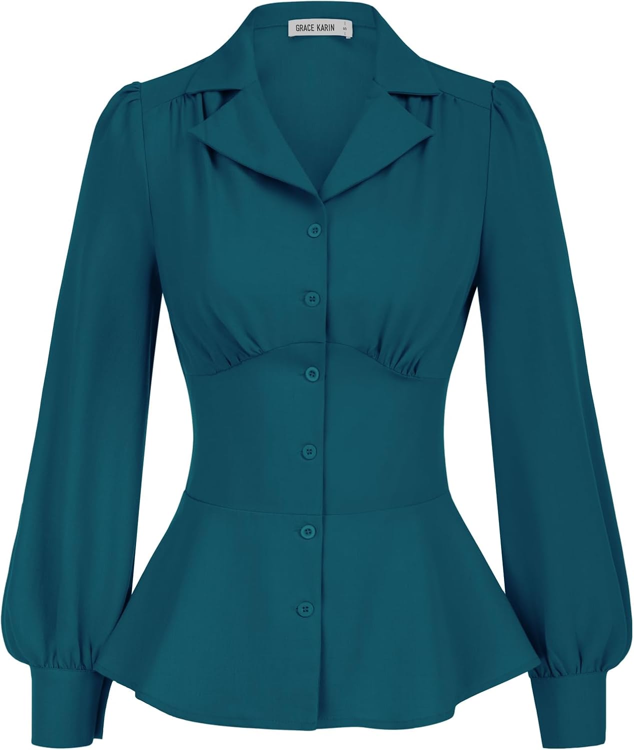 Chic Button Down Shirts for Women Summer Peplum Tops Long Sleeve