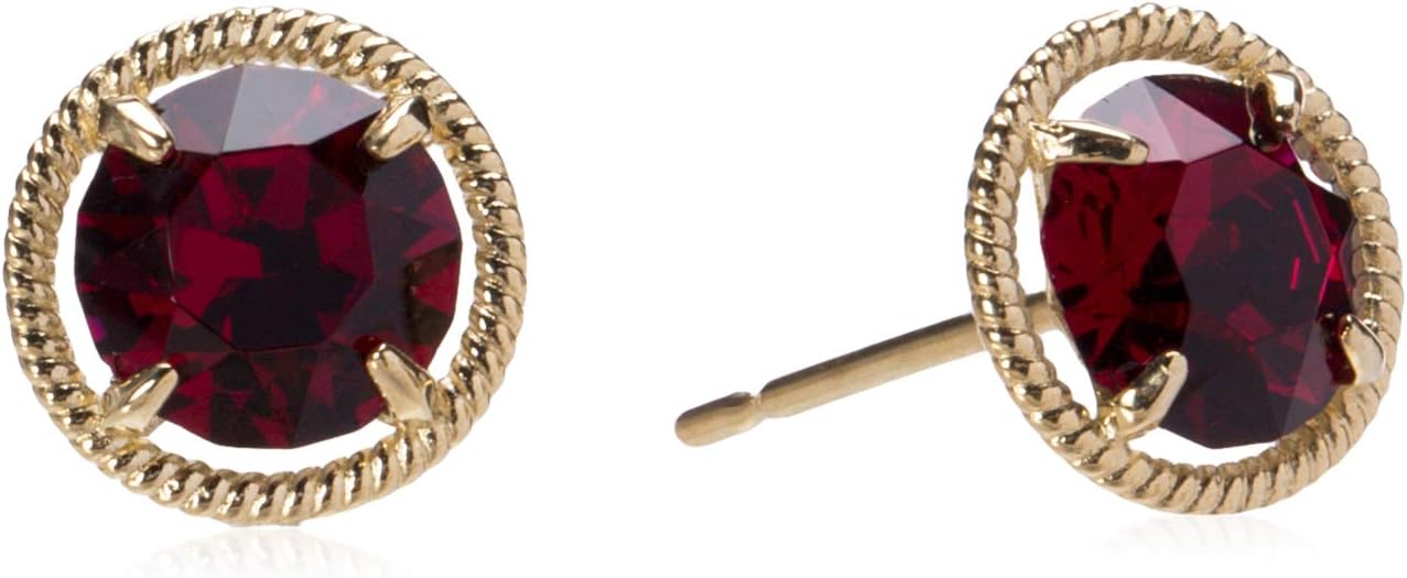 10K Gold Birthstone Stud Earrings with Imported Crystal Centerpiece