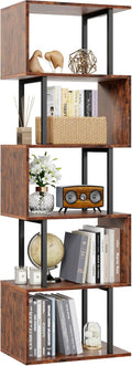 Furologee 6 Tier Bookshelf S Shaped Geometric Bookcase - Modern