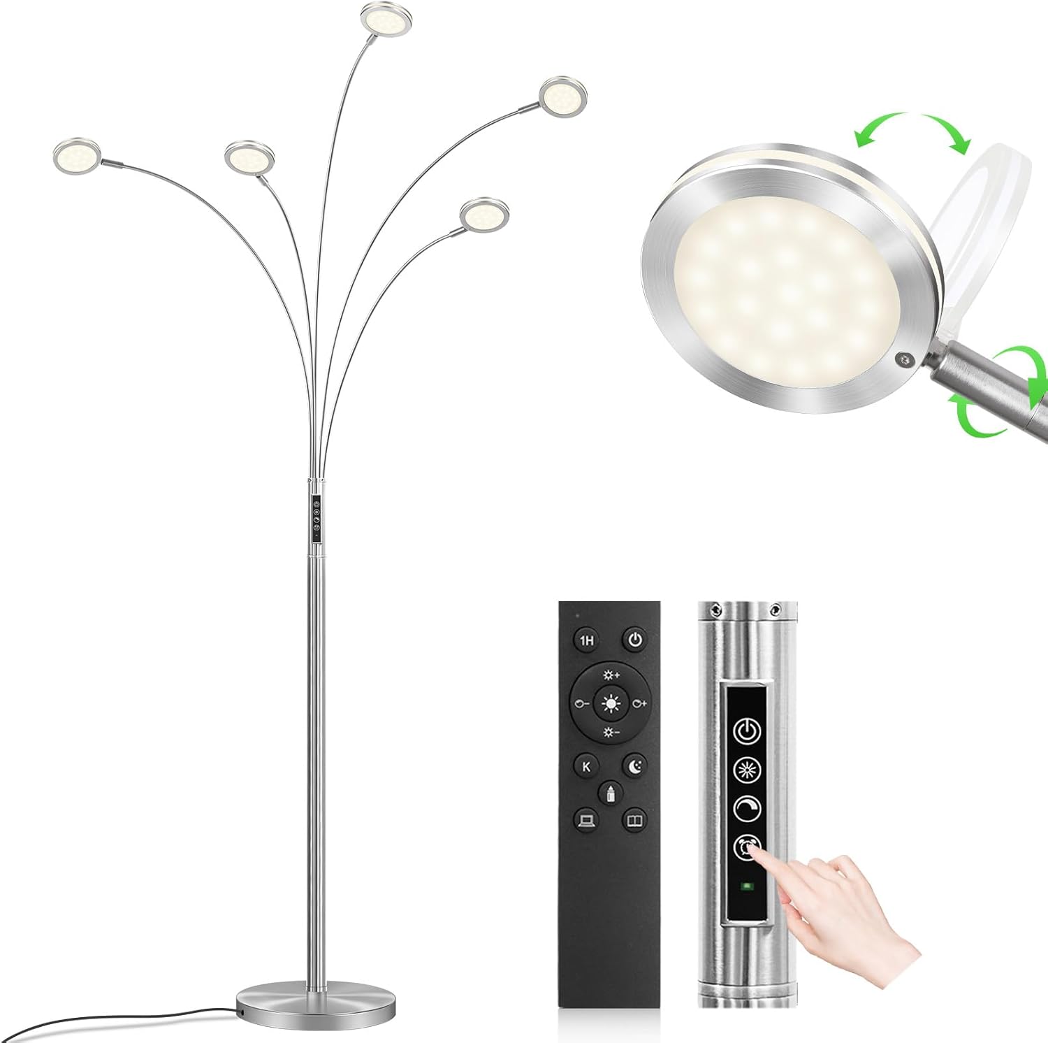 LED Arc Floor Lamp with Remote Control for Bright Living Spaces