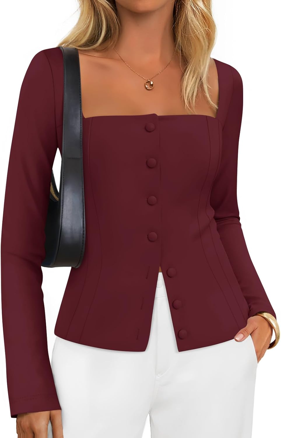 ZESICA Women's Fall Square Neck Blazers for Stylish Outfits
