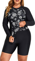 Daci Plus Size Rash Guard for Women - Long Sleeve 2 Piece Swim Set