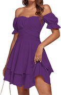 LYANER Women's Off Shoulder Ruffle Mini Dress - Flattering Wrap Style