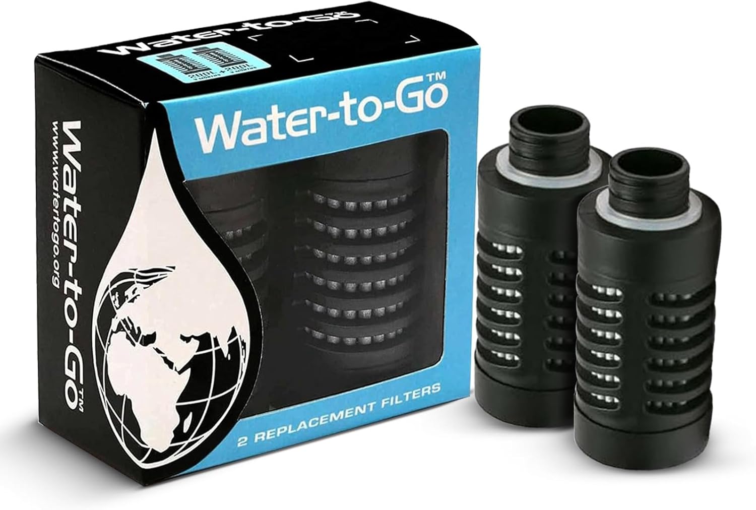 Nano Filtration Filters x2, 400 Bottles Replaced, BPA-Free, Lake & River Water, Fits All Bottles