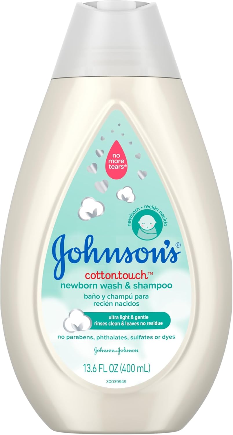 Johnson's CottonTouch Baby Wash, Gentle & Tear-Free, with Real Cotton, Sulfate-Free, 13.6 fl. oz.