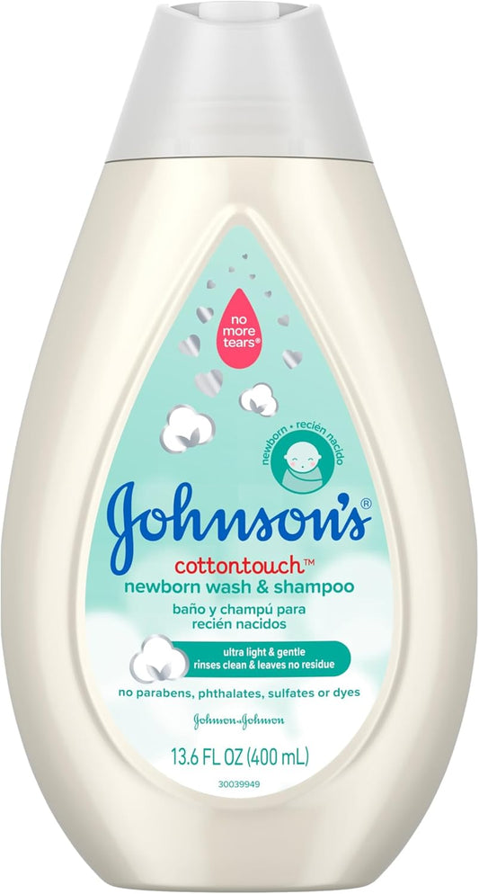 Johnson's CottonTouch Baby Wash, Gentle & Tear-Free, with Real Cotton, Sulfate-Free, 13.6 fl. oz.