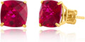 14K Yellow Gold 8MM Cushion Cut Ruby Stud Earrings for Women
