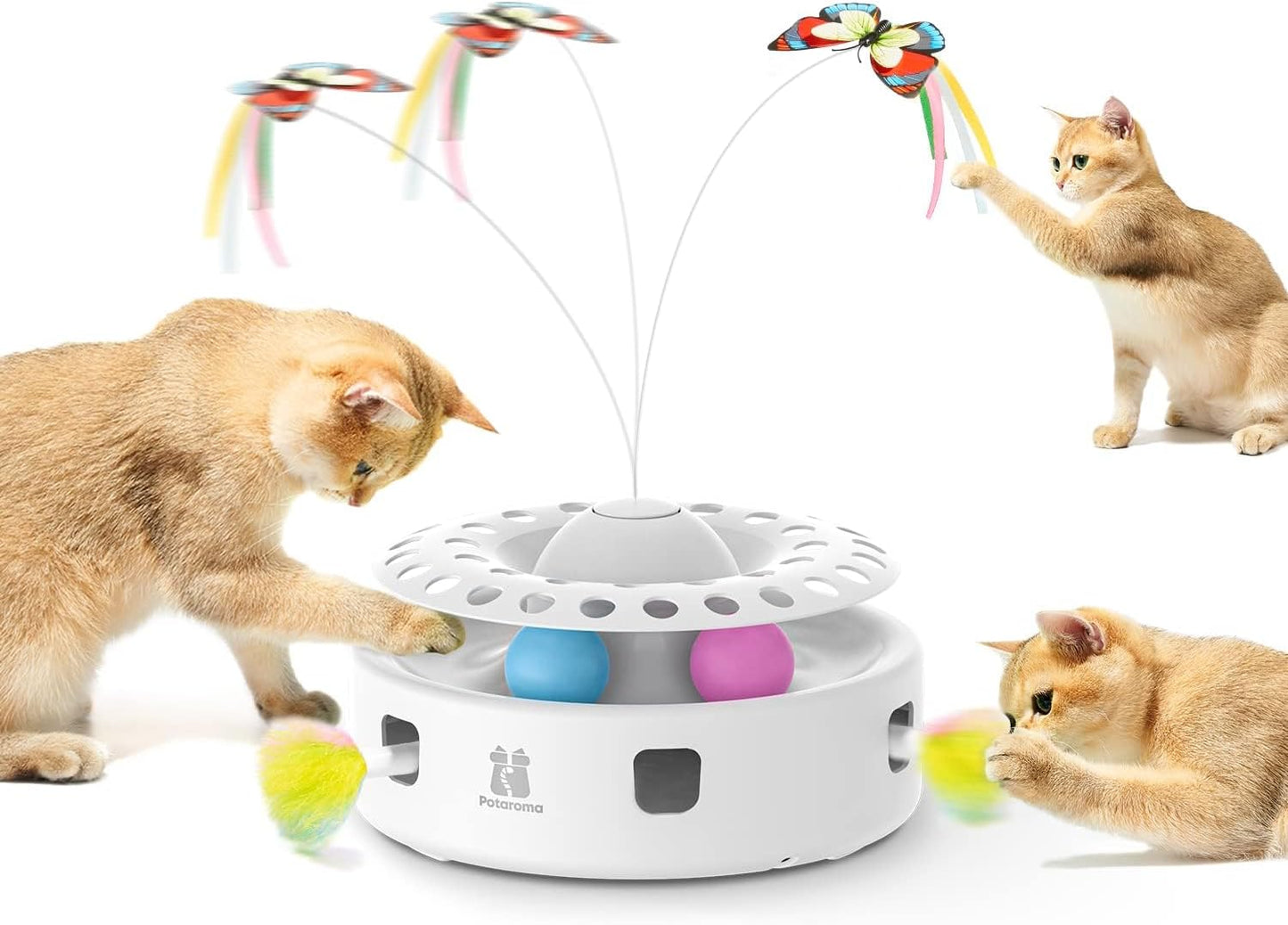 Interactive 3in1 Cat Toy: Fluttering Butterfly & Feather Ambush