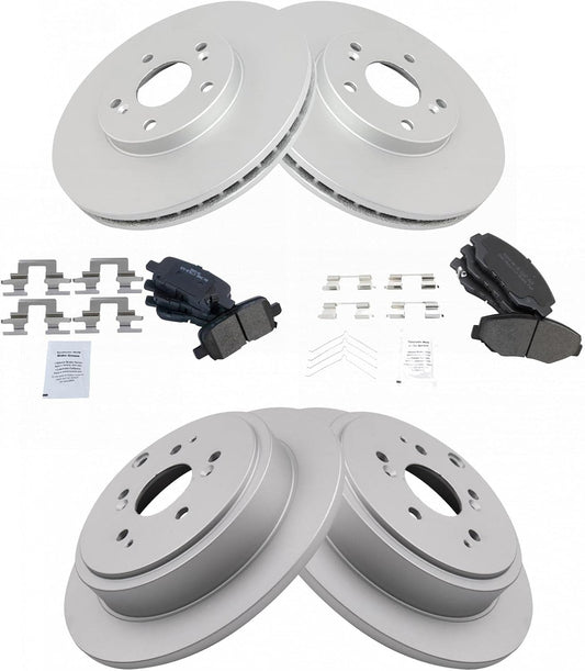 TRQ Brake Pad & Rotor Kit for 2003-2008 Honda Pilot - Premium Quality