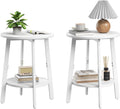 Side Table Set of 2 Small Round End Table with Storage Shelf - Space