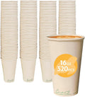 100% Compostable Disposable Coffee Cups 16oz 320 Pack - Eco Bamboo