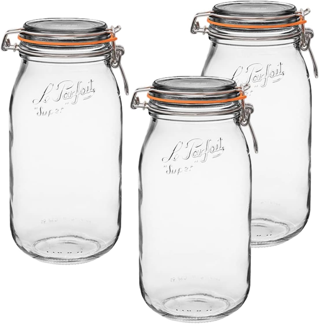 Le Parfait Super Jar 2L Glass Canning Jars with Airtight Lid