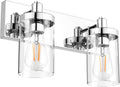 Chrome Bathroom Vanity Light 2-Light Stainless Steel Vanity - Clear