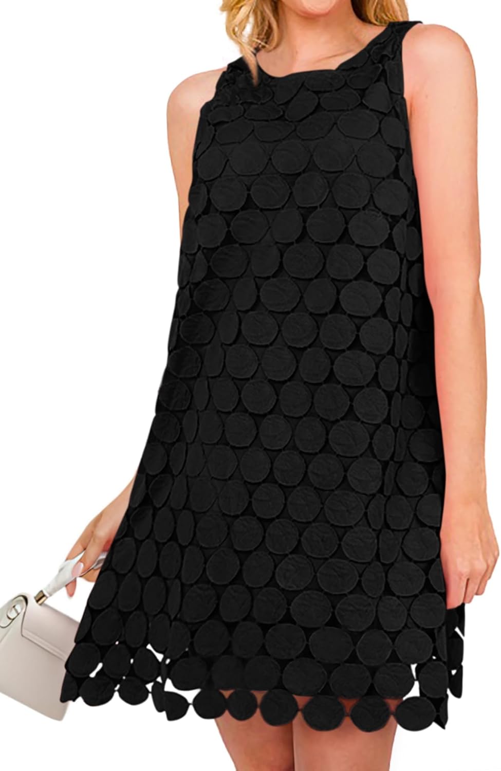 BTFBM Women Hollow Out Circle Embroidered Short Dress for Summer