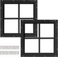 2 Pack 12 in x 12 in Black Shed Window with Tempered Glass