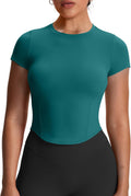 Women's Short Sleeve Crop Tee Workout Top - Mid-Length Fit
