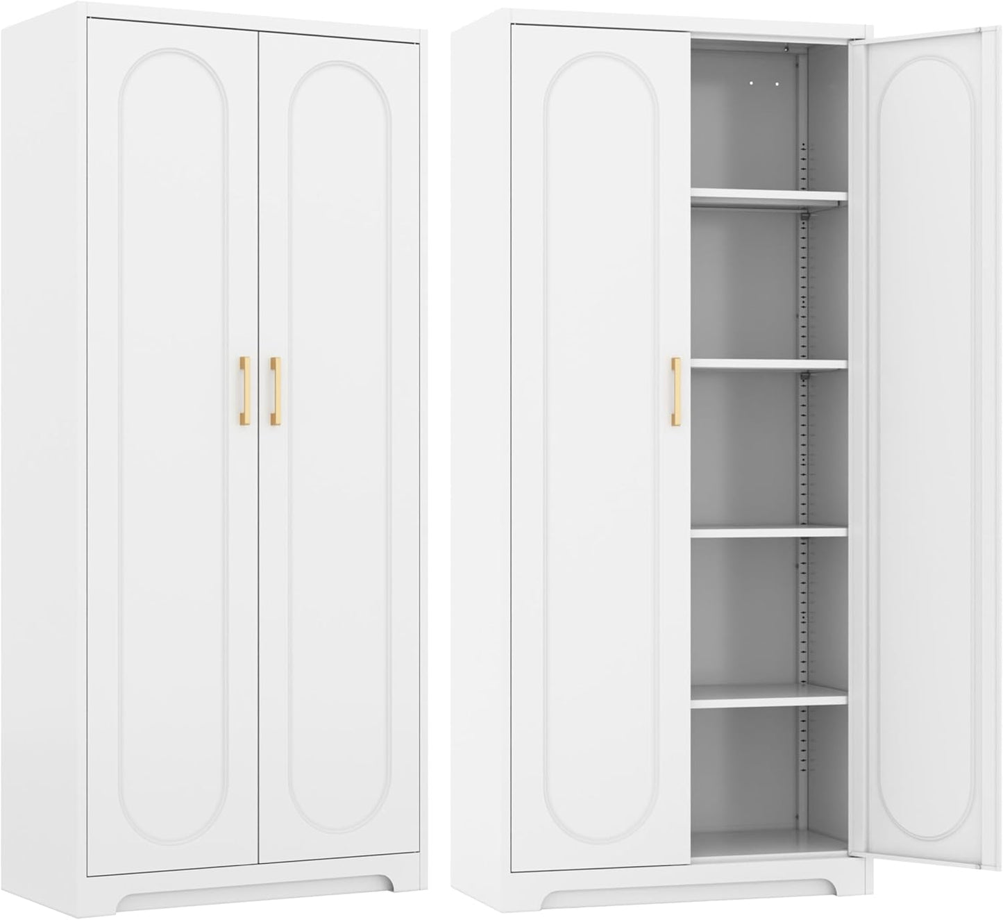 Stylish Kitchen Pantry Cabinet with Gold Handles for Storage