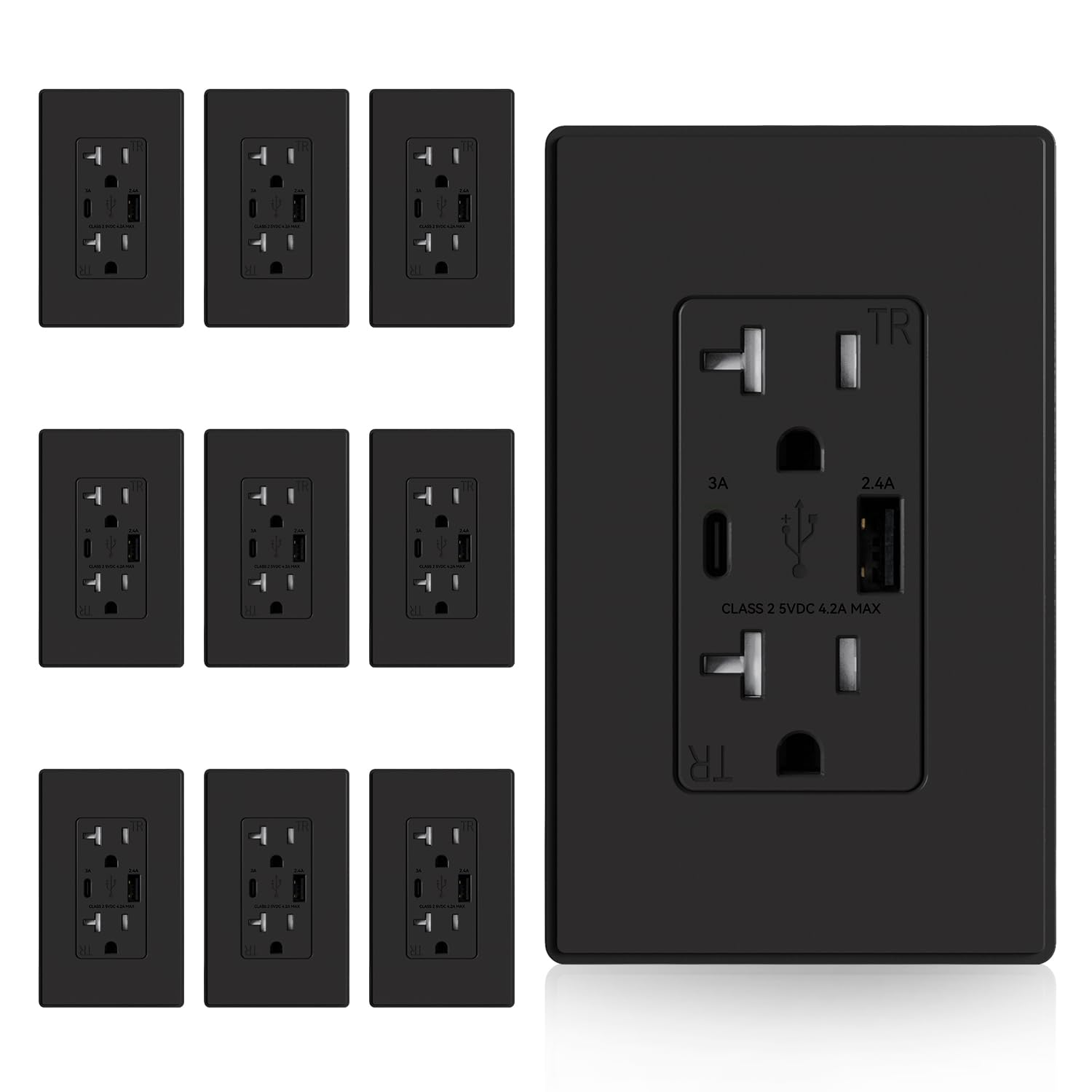 ELEGRP USB Charger Wall Outlet with Type A & C Ports for Fast Charging