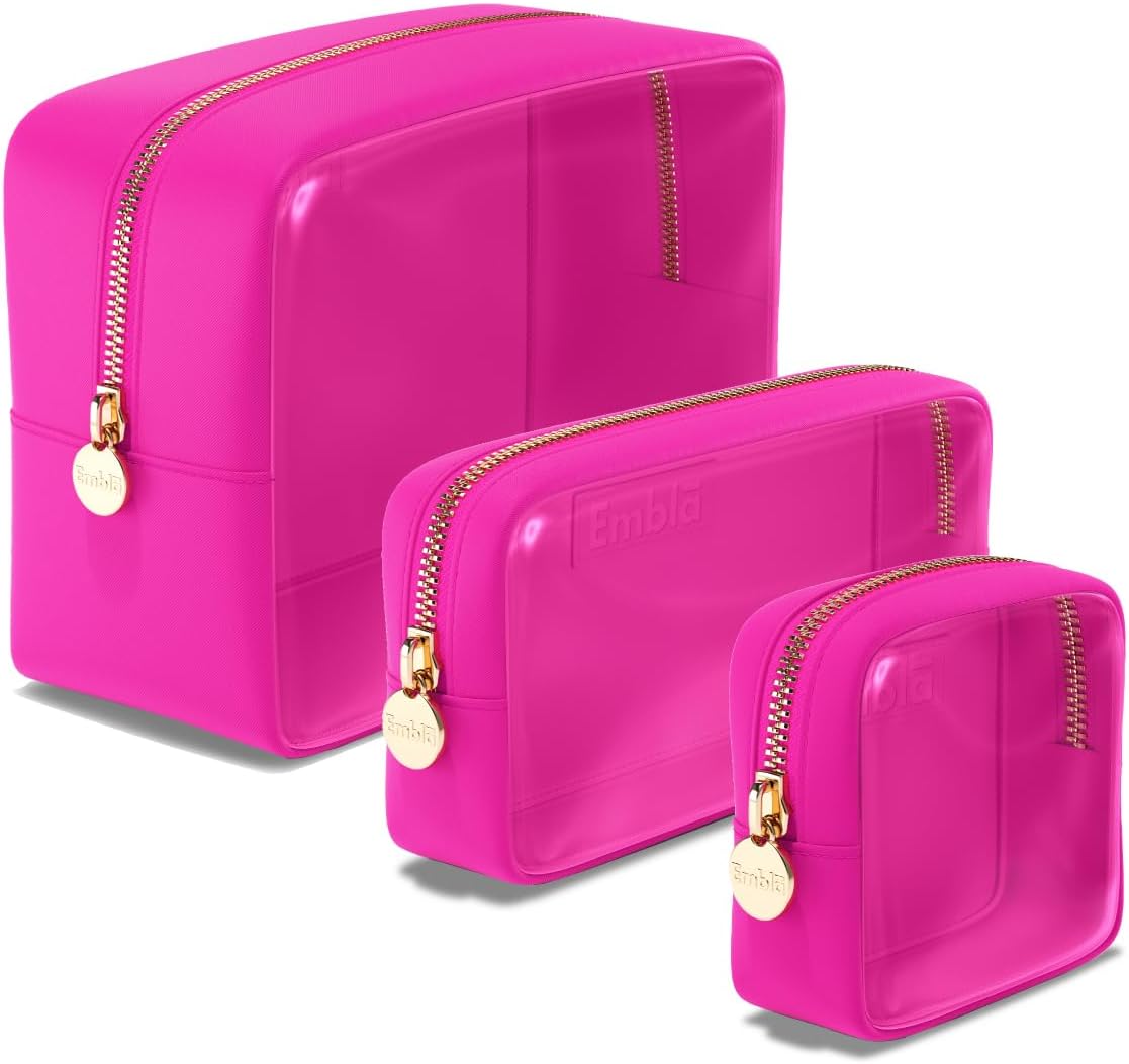 Clear Cosmetic Bags Set of 3 for Travel and Daily Use