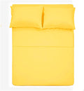 Cotton Queen Size Bed Sheets Set (Yellow) - Breathable 4 Piece