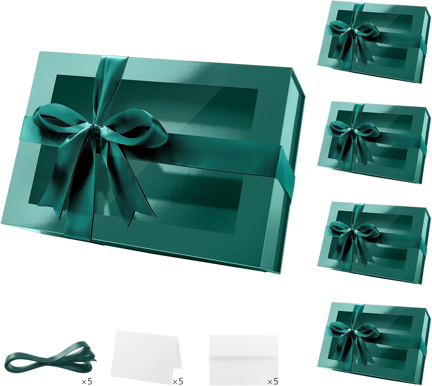 Large Green Gift Boxes with Windows for Elegant Presenting