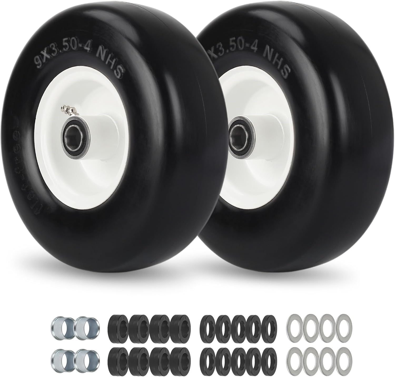 9x3.50-4 Flat Free Lawn Mower Tire and Wheel for Zero Turns