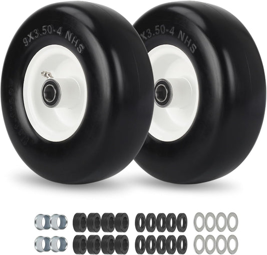 9x3.50-4 Flat Free Lawn Mower Tire and Wheel for Zero Turns