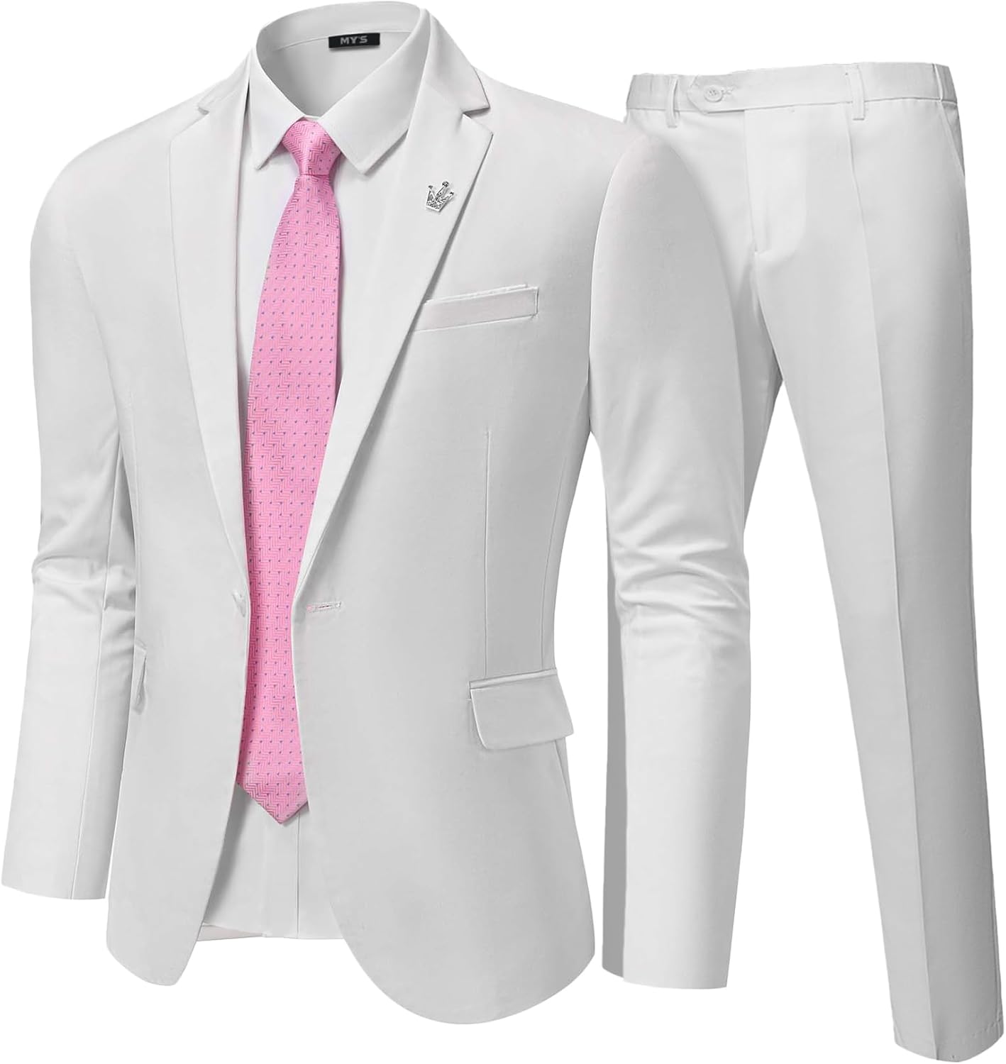 MY'S Men's Slim Fit Suit Set with One Button Jacket and Tie
