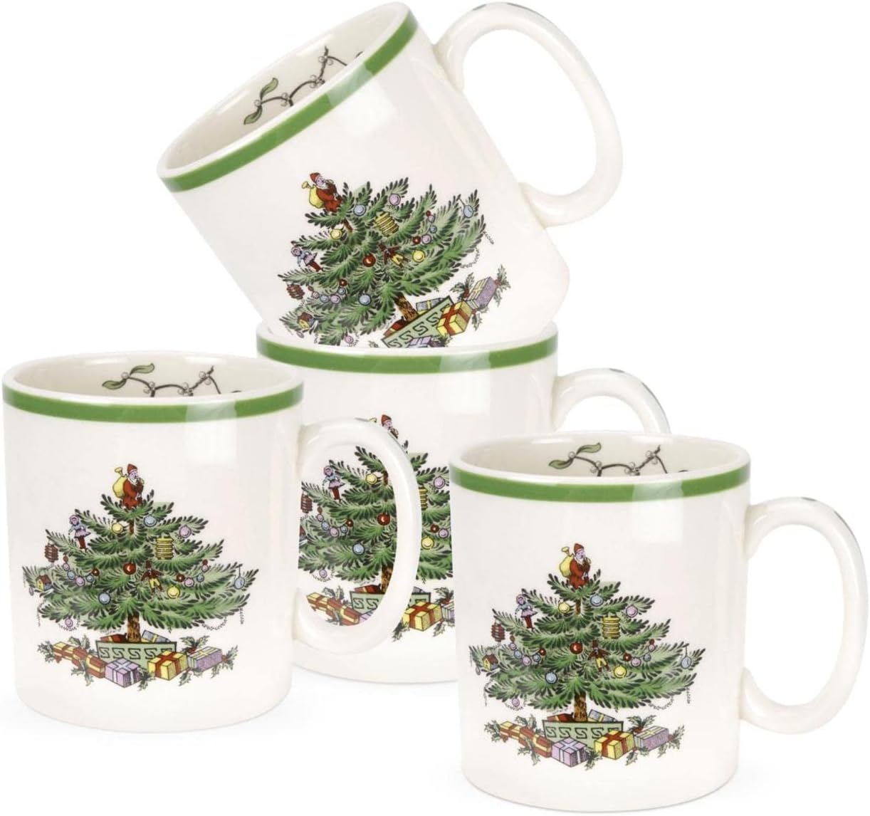 Spode Christmas Tree Mugs Set of 4 for Holiday Beverages