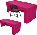 Nasitos 2 Pack 8 ft Fitted Tablecloths Fuchsia - Open Back Trade Show